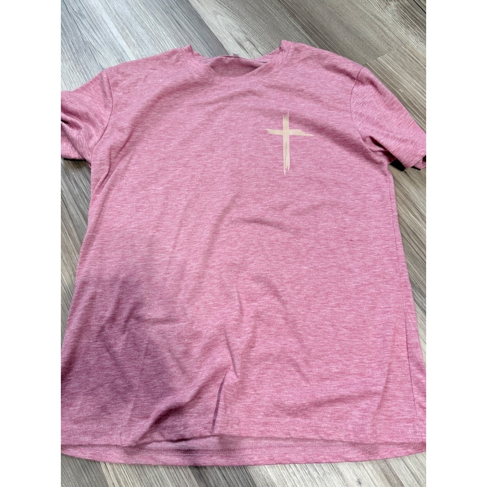 Pink Faith Bible Verse Graphic Tee Shirt Cross Romans John Hebrews Medium